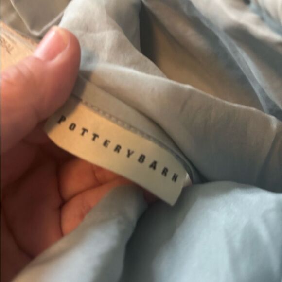 Pair of RARE Pottery Barn Aqua Washed Velvet and Silk Euro Shams - Picture 5 of 8